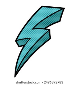 thunder halftone hand drawn color vector illustration