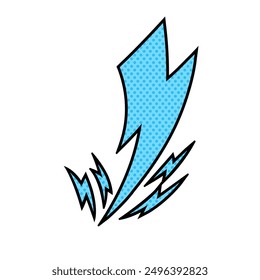 thunder halftone hand drawn color vector illustration
