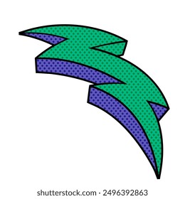 thunder halftone hand drawn color vector illustration