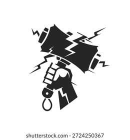 Ilustración del martillo del trueno, Arte vectorial, silueta del martillo de Thor, icono de Mjolnir