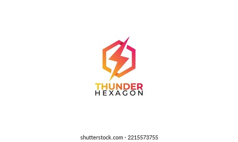 thunder hexagon Logo abstract design vector template. Lighting bolt icon
