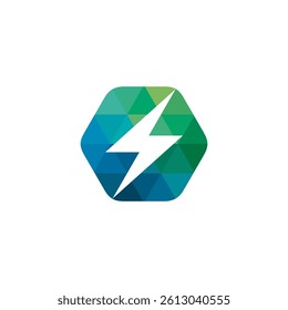 Thunder Hexagon Logo design vector template isolated on white background