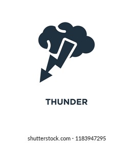 Thunder icon. Black filled vector illustration. Thunder symbol on white background. Can be used in web and mobile.