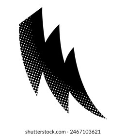 thunder icon in black halftone style