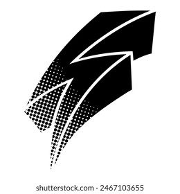 thunder icon in black halftone style