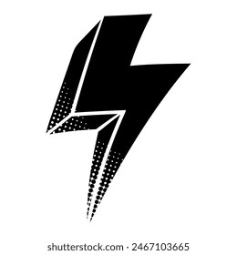 thunder icon in black halftone style