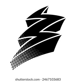 thunder icon in black halftone style