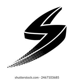 icono de trueno en estilo de semitonos negros