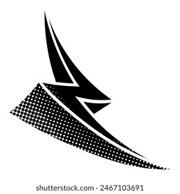 thunder icon in black halftone style