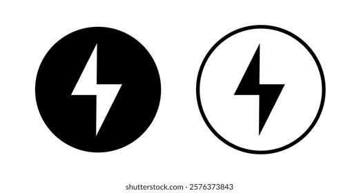Thunder icon Circle flash electric Charge, Bolt, simple Design, vector illustration