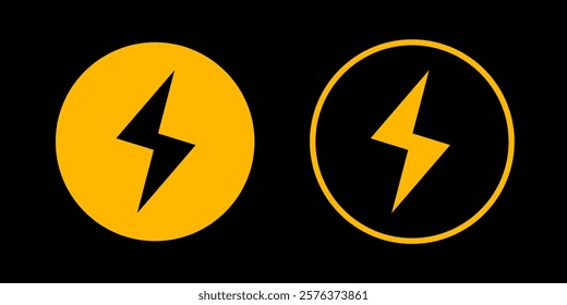 Thunder icon Circle flash electric Charge, Bolt, simple Design, vector illustration