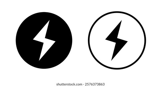 Thunder icon Circle flash electric Charge, Bolt, simple Design, vector illustration