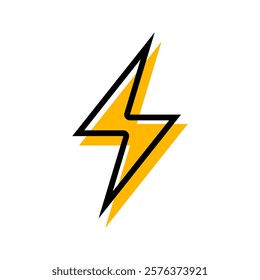Thunder icon flash electric Charge, Filled Outline Bolt, simple Design, vector illustration