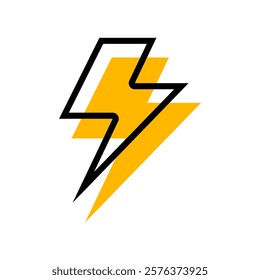 Thunder icon flash electric Charge, Filled Outline Bolt, simple Design, vector illustration