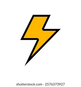 Thunder icon flash electric Charge, Filled Outline Bolt, simple Design, vector illustration
