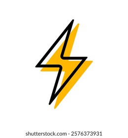 Thunder icon flash electric Charge, Filled Outline Bolt, simple Design, vector illustration