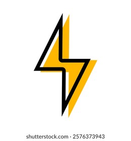 Thunder icon flash electric Charge, Filled Outline Bolt, simple Design, vector illustration