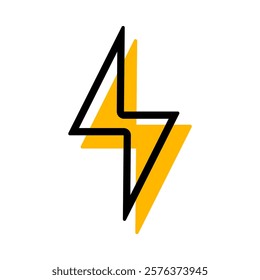Thunder icon flash electric Charge, Filled Outline Bolt, simple Design, vector illustration