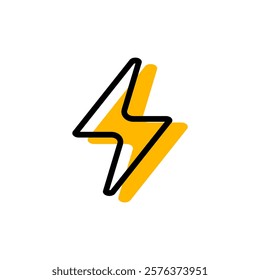Thunder icon flash electric Charge, Filled Outline Bolt, simple Design, vector illustration