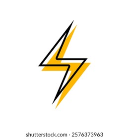 Thunder icon flash electric Charge, Filled Outline Bolt, simple Design, vector illustration