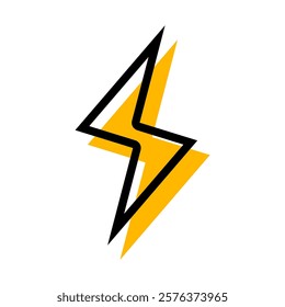 Thunder icon flash electric Charge, Filled Outline Bolt, simple Design, vector illustration