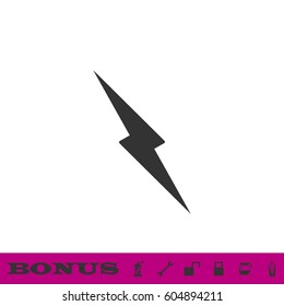 Thunder icon flat. Black pictogram on white background. Vector illustration symbol and bonus button