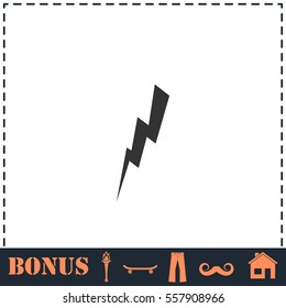 Thunder icon flat. Simple vector symbol and bonus icon