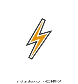 Thunder icon isolated on a white background. Logo silhouette design template. Simple symbol concept in flat style. Abstract sign, pictogram for web, mobile and infographics - stock vector