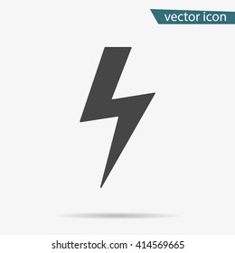 Thunder icon. Lightning vector isolated. Modern simple flat warning sign. Electr icty nternet concept. Trendy nature vector electricty symbol for website design, web button. Logo thunder illustation.