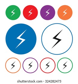 Thunder icon. Lightning icon. Weather icon. Button. Vector illustration