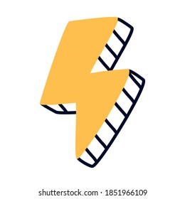 thunder icon over white background, half line half color style, vector illustration