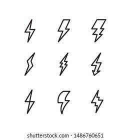 Thunder icon set with line art style