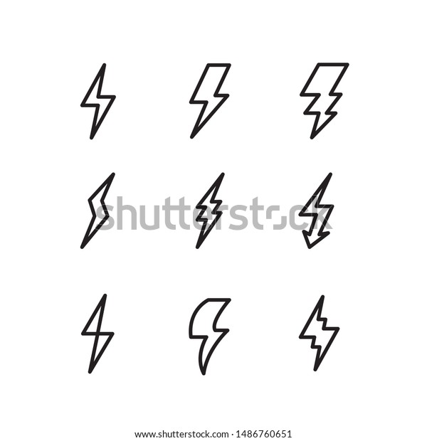 Thunder Icon Set Line Art Style Stock Vector (Royalty Free) 1486760651 ...