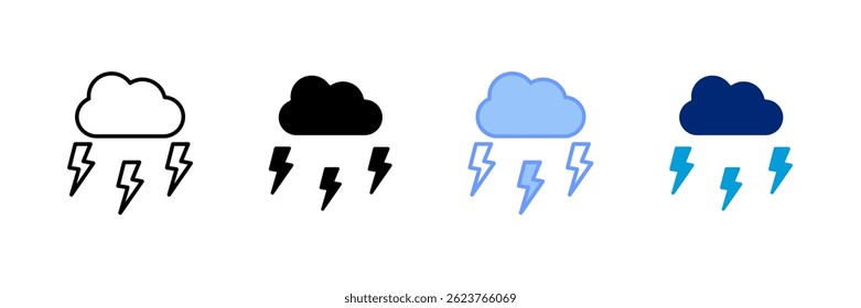 Conjunto de iconos de trueno Colección de estilo múltiple