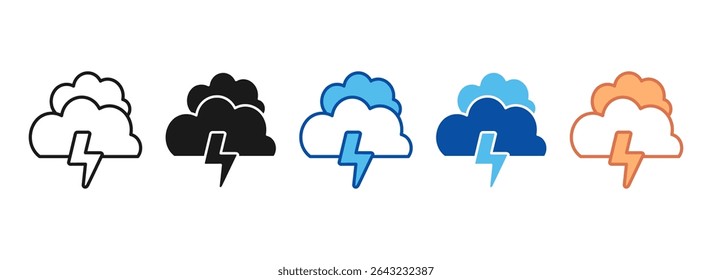 Ícone de Thunder Definir Coleção de Vários Estilos