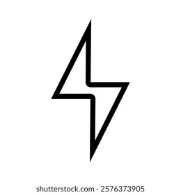 Thunder icon stroke outline flash electric Charge, Bolt, simple Design, vector illustration