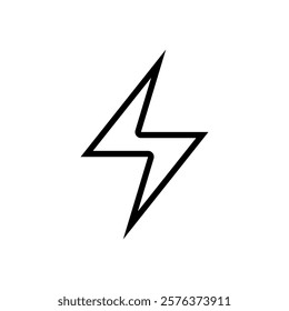 Thunder icon stroke outline flash electric Charge, Bolt, simple Design, vector illustration