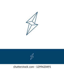 Thunder icon vector. Line lightning bolt symbol Abstract illustration Eps10. Graphic background