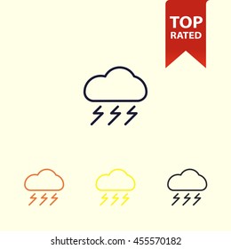thunder icon. weather line icon