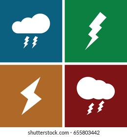 Thunder icons set. set of 4 thunder filled icons such as flash