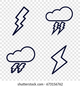 Thunder icons set. set of 4 thunder outline icons such as thunder, flash