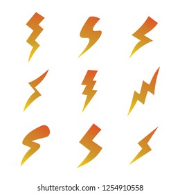 Thunder icons set, Lightning , Thunderbolt, Flash logo. Letter S logo