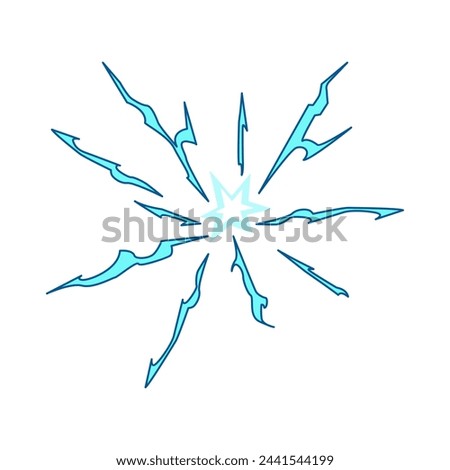 thunder impact vfx cartoon. light lightning, power electric, blue fx thunder impact vfx sign. isolated symbol vector illustration