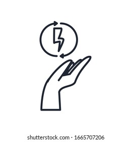 flechas interiores de trueno sobre el diseño de iconos de línea de mano, ecología eco salva el medio ambiente ecológico natural verde protección y cuidado tema Vector ilustración