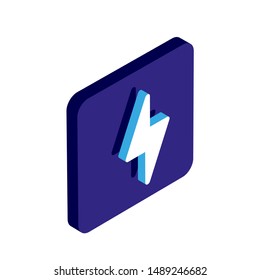 thunder isometric 3d vector icon blue