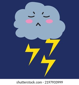 thunder Kawaii weather character cartoon