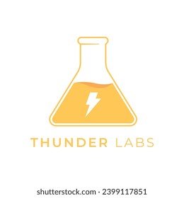 Thunder LAbs Erlenmayer objeto laboratorio simple logo científico, Considere la posibilidad de incorporar un diseño estilizado, limpio y minimalista