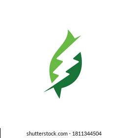 Thunder leaf logo design template. Green Power Energy Logo Design Element	