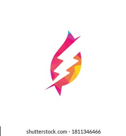 Plantilla de diseño de logotipo de hoja delgada. Elemento de diseño del logotipo de Green Power Energy	