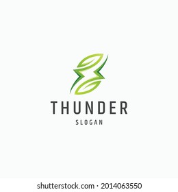 Thunder leaf nature eco energy logo icon design flat template vector illustration